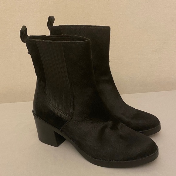 Ugg Camden Cow Hair Exotic Chelsea Ankle Boots Booties Block Heel Black Size 10 - Picture 5 of 14